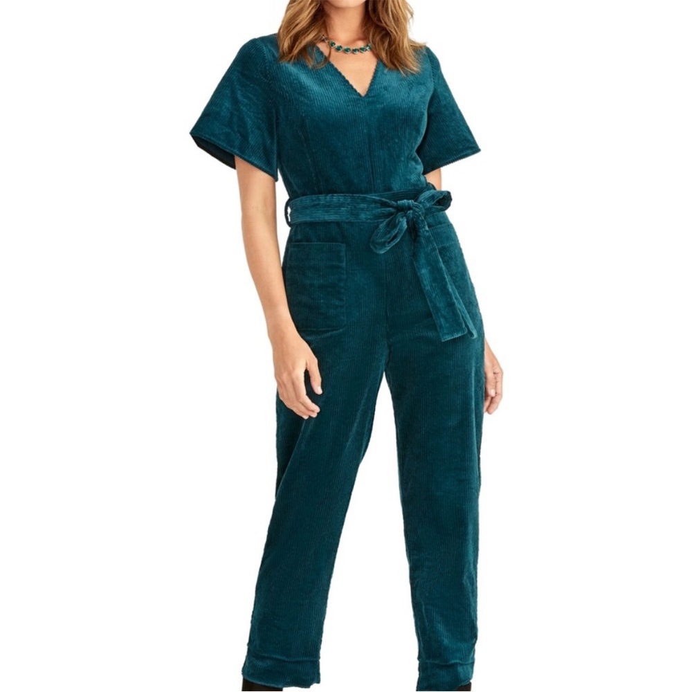 Rachel Roy Womens Mica Ribbed Velvet Jumpsuit